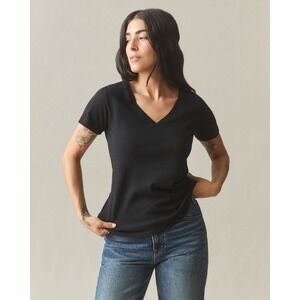 AMERICAN GIANT‎ Classic V Neck T Shirt Black Cotton XL Made in USA
